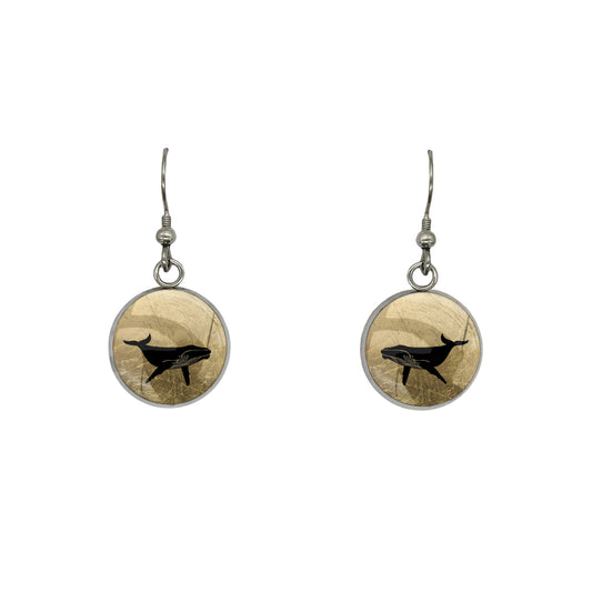 WHALE DANGLE DROP CIRCLE EARRINGS - MFY165S - on Satchel