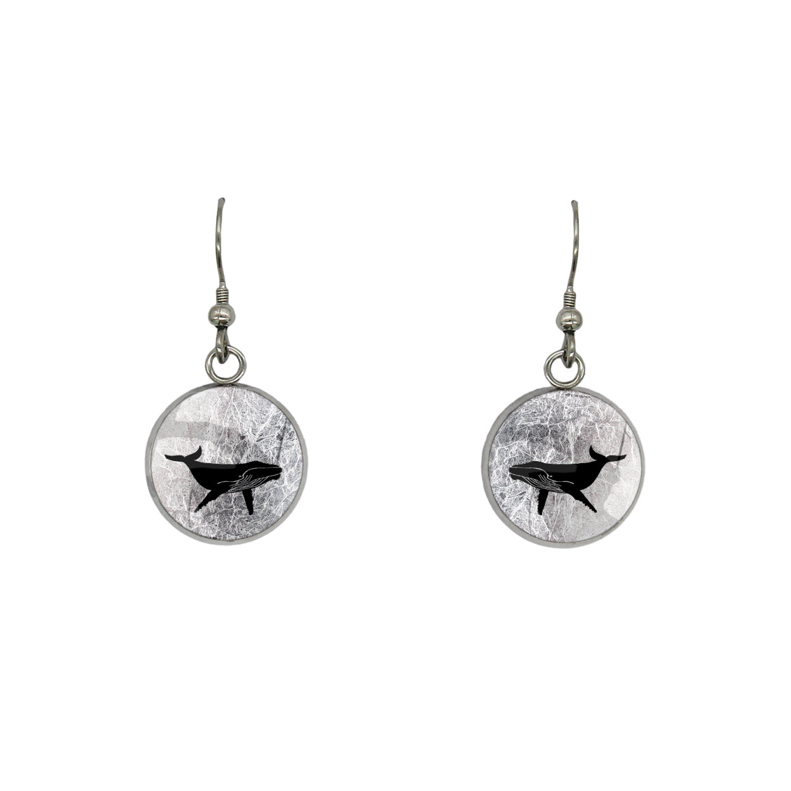 WHALE DANGLE DROP CIRCLE EARRINGS - MFY165 - in Circle Box