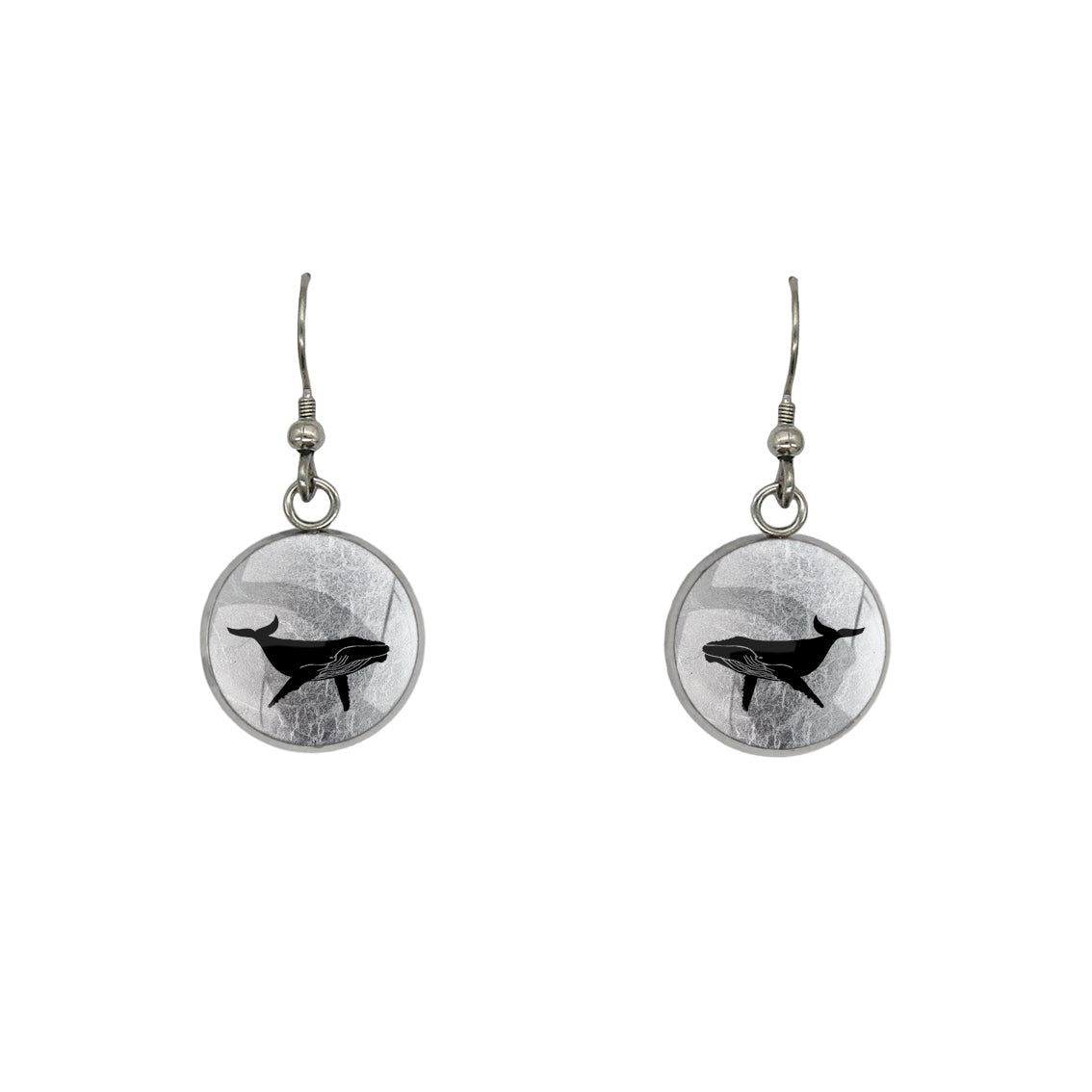 WHALE DANGLE DROP CIRCLE EARRINGS - MFY165 - in Circle Box