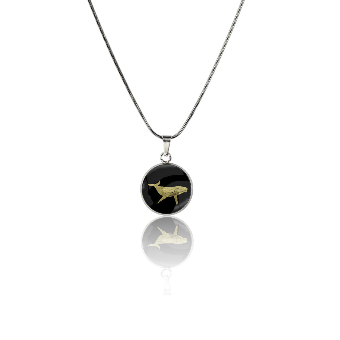 WHALE XS CIRCLE PENDANT ON A CHAIN NECKLACE - MFY166S - on Satchel