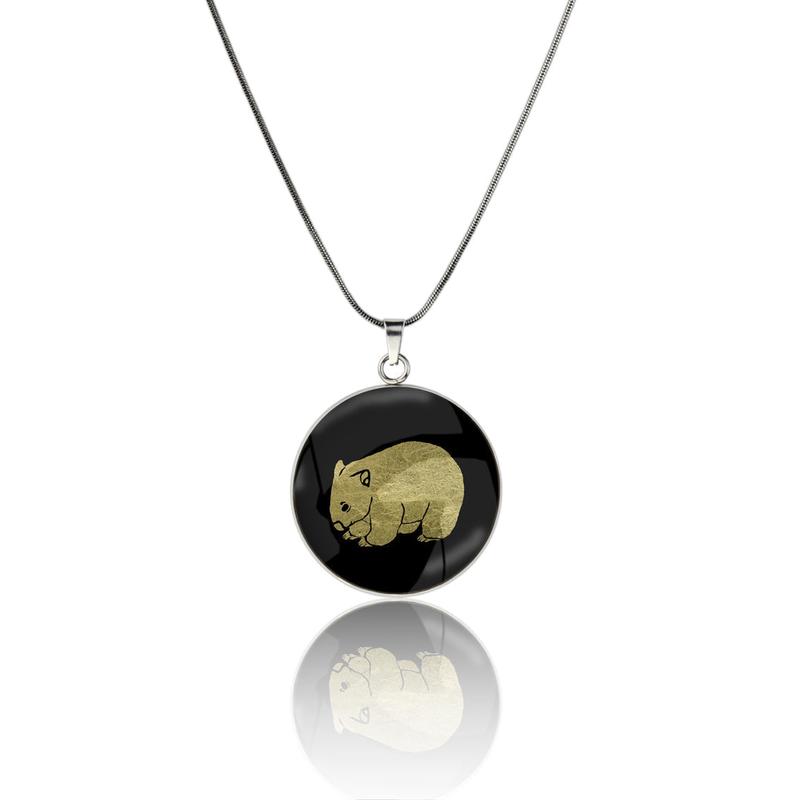 WOMBAT CIRCLE PENDANT ON A CHAIN NECKLACE - MFY249 - in Circle Box