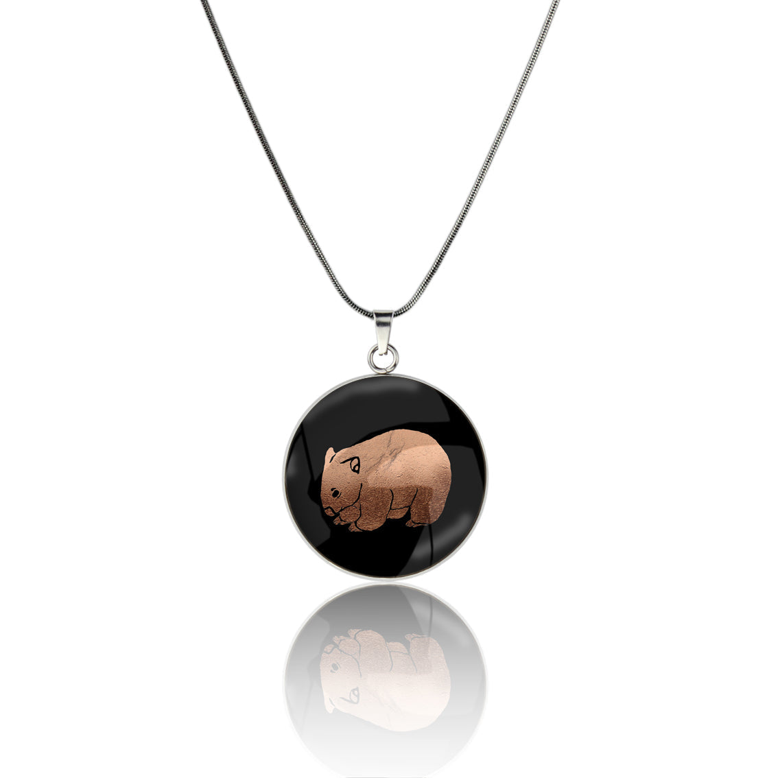 WOMBAT CIRCLE PENDANT ON A CHAIN NECKLACE - MFY249 - in Circle Box
