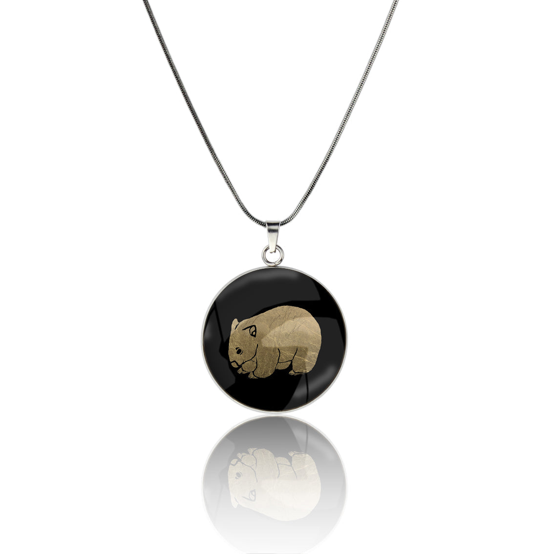 WOMBAT CIRCLE PENDANT ON A CHAIN NECKLACE - MFY249 - in Circle Box