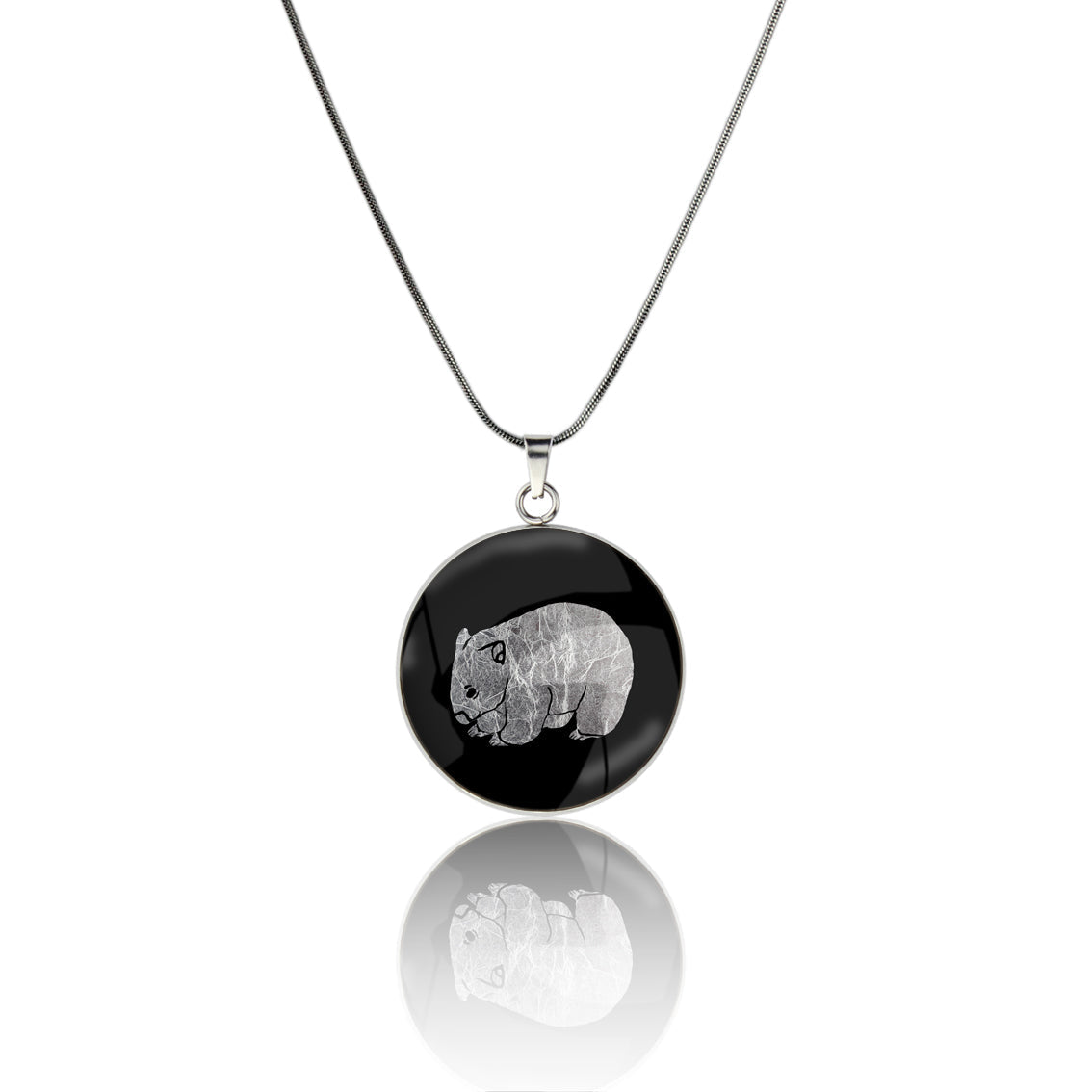 WOMBAT CIRCLE PENDANT ON A CHAIN NECKLACE - MFY249 - in Circle Box