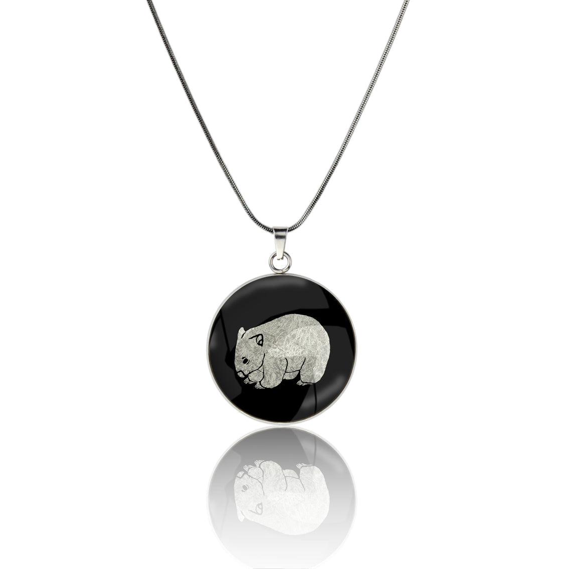 WOMBAT CIRCLE PENDANT ON A CHAIN NECKLACE - MFY249S - on Satchel