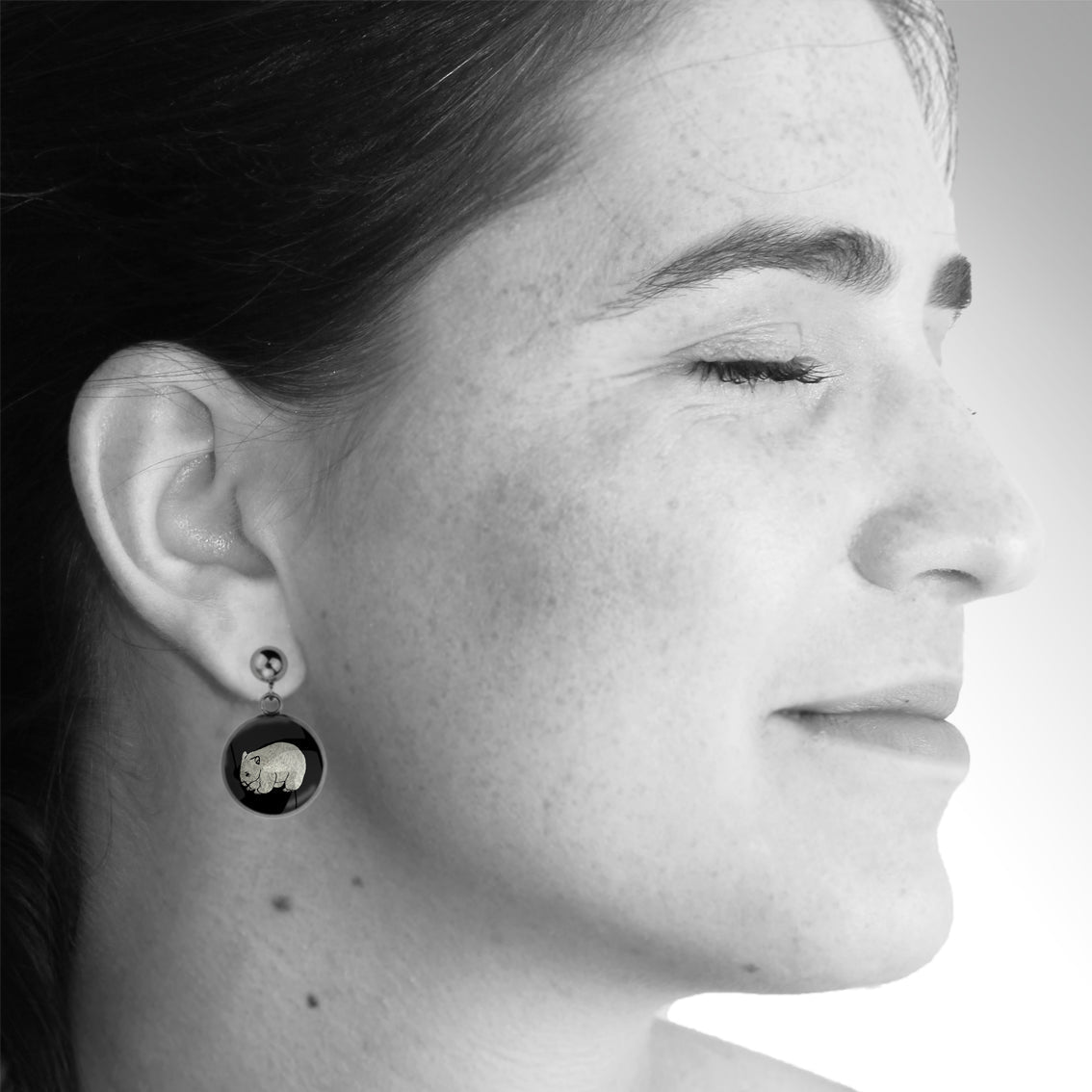 WOMBAT DANGLE DROP CIRCLE EARRINGS - MFY247 - in Circle Box