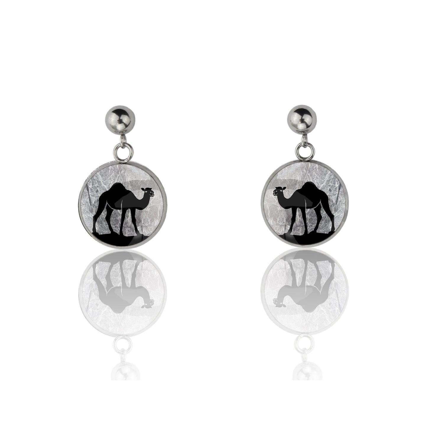 CAMEL DANGLE DROP CIRCLE EARRINGS - MFY404S - on Satchel