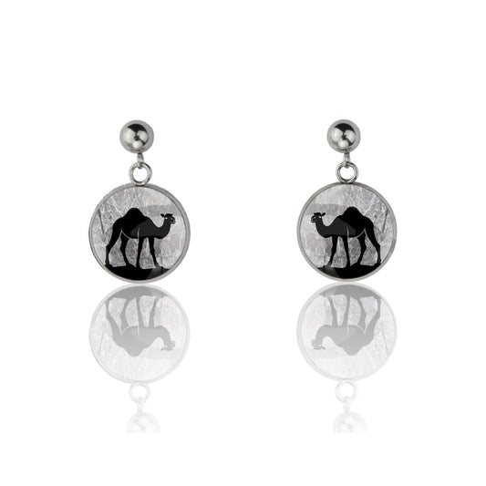 CAMEL DANGLE DROP CIRCLE EARRINGS - MFY404S - on Satchel