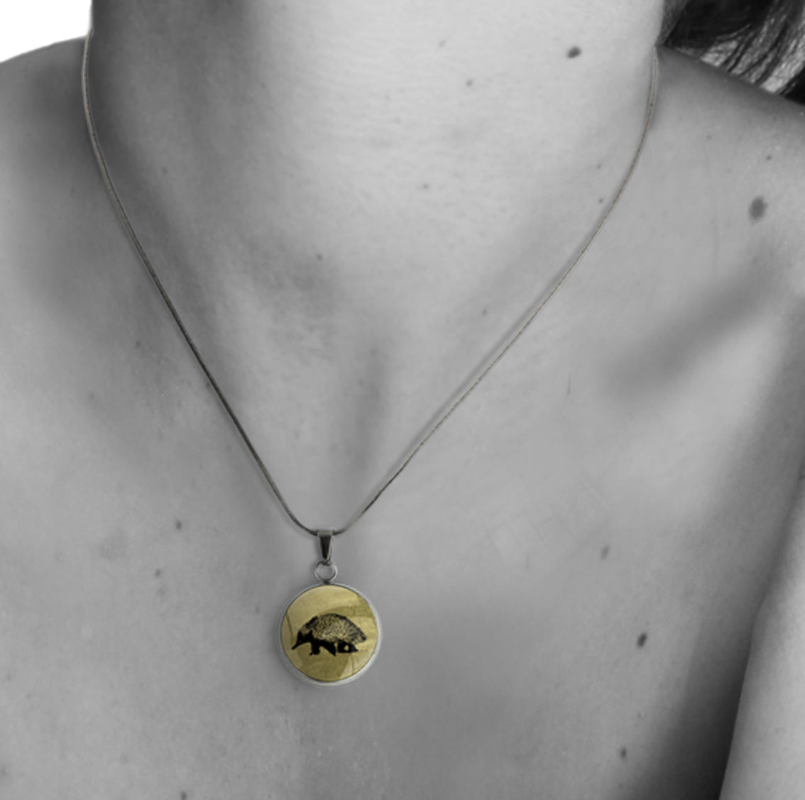 ECHIDNA XS CIRCLE PENDANT ON A CHAIN NECKLACE - MFY174 - in Circle Box